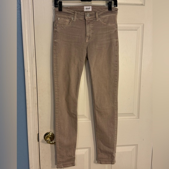 Hudson Women's Size 26Nico Mid Rise‎ Ankle Super Skinny Jeans khaki/light brown - Picture 1 of 9